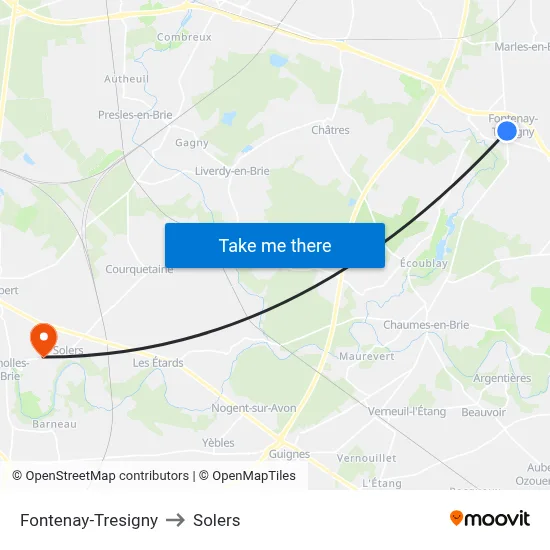 Fontenay-Tresigny to Solers map