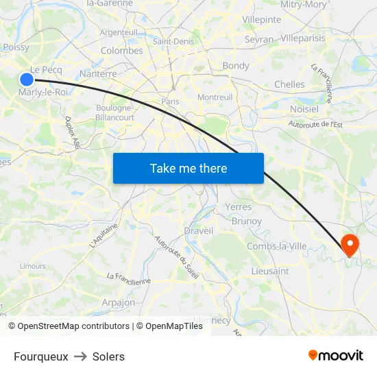 Fourqueux to Solers map
