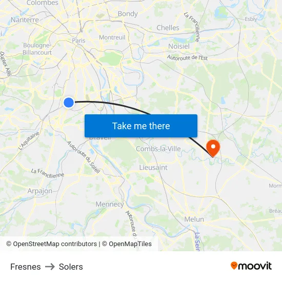 Fresnes to Solers map