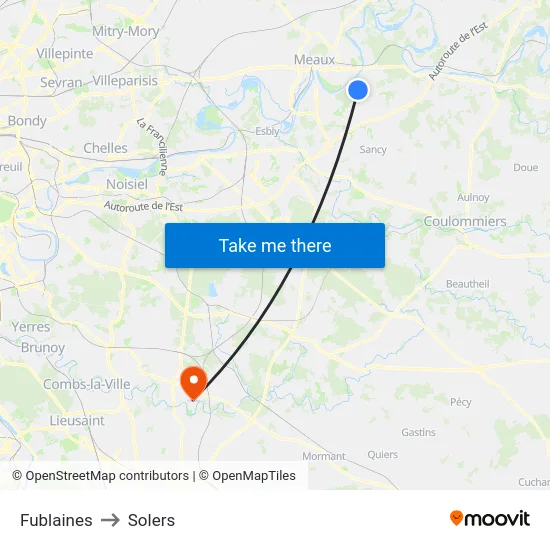 Fublaines to Solers map