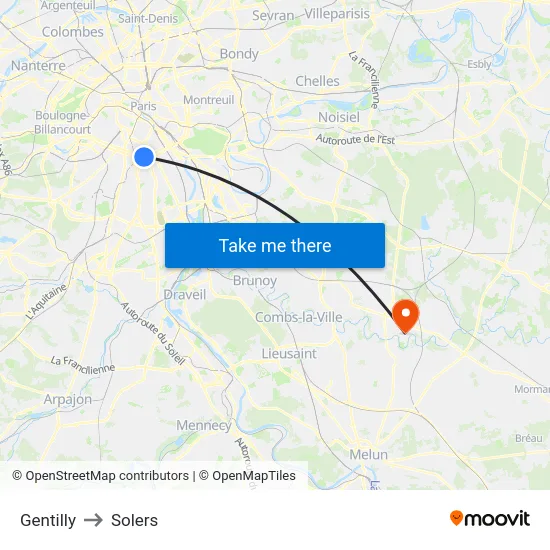 Gentilly to Solers map