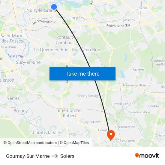 Gournay-Sur-Marne to Solers map