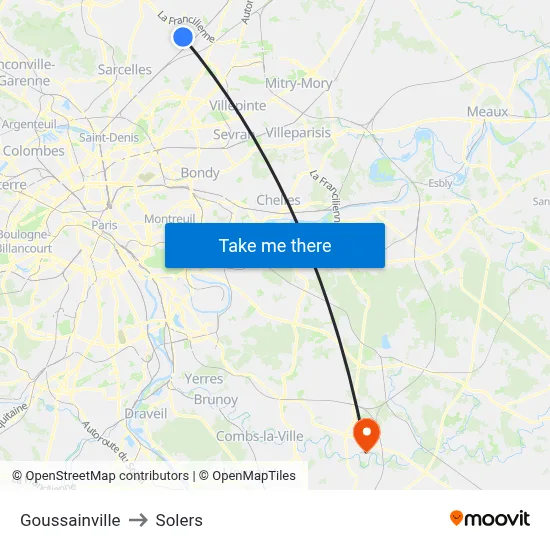 Goussainville to Solers map
