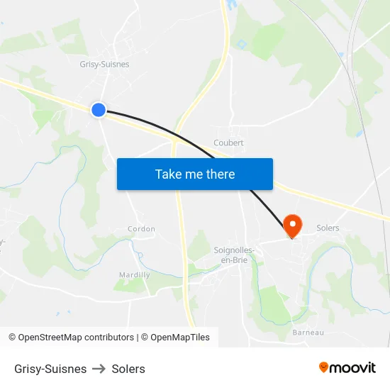 Grisy-Suisnes to Solers map