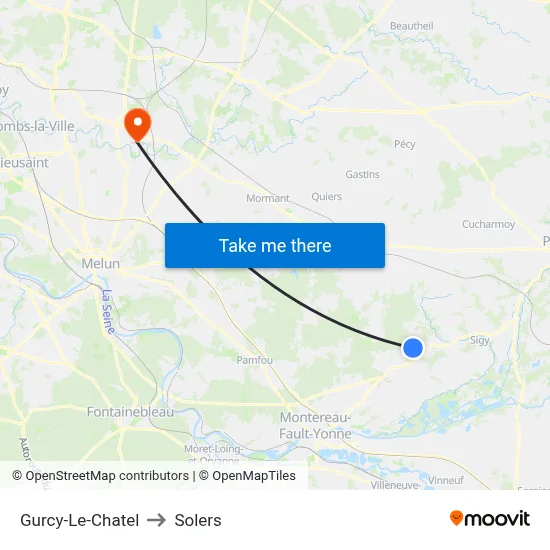 Gurcy-Le-Chatel to Solers map