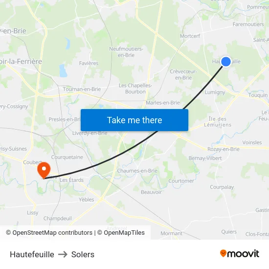 Hautefeuille to Solers map