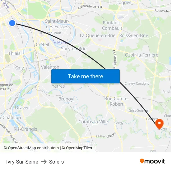 Ivry-Sur-Seine to Solers map