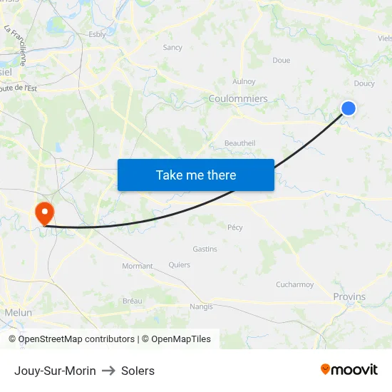 Jouy-Sur-Morin to Solers map