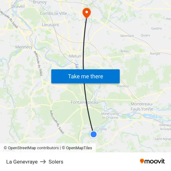 La Genevraye to Solers map