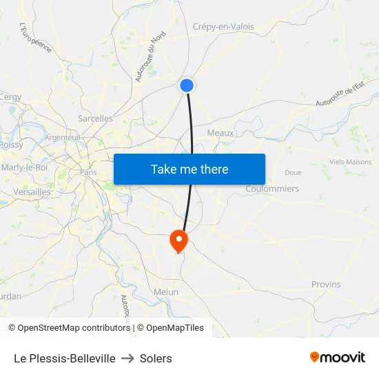 Le Plessis-Belleville to Solers map