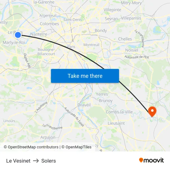 Le Vesinet to Solers map