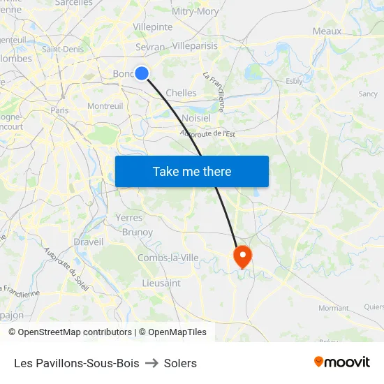 Les Pavillons-Sous-Bois to Solers map
