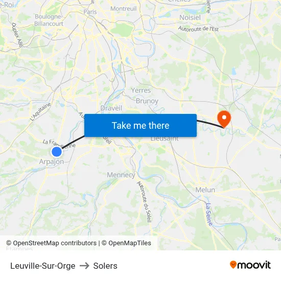 Leuville-Sur-Orge to Solers map