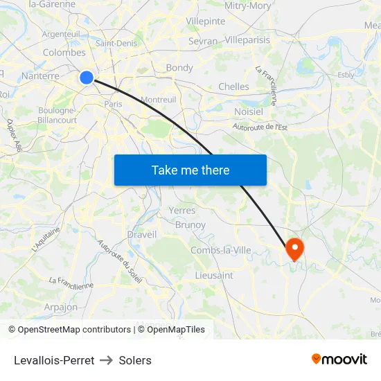 Levallois-Perret to Solers map
