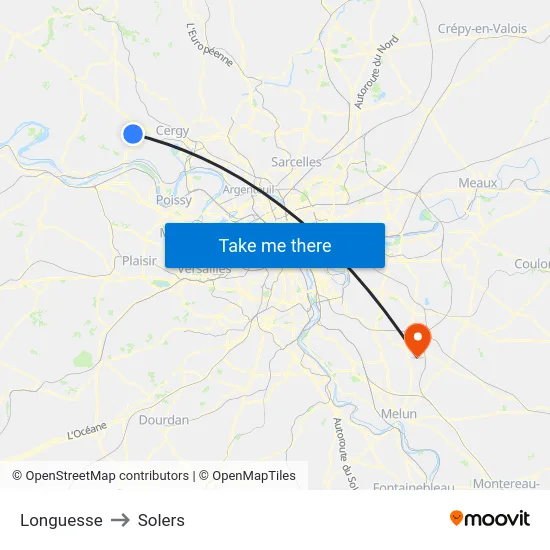 Longuesse to Solers map