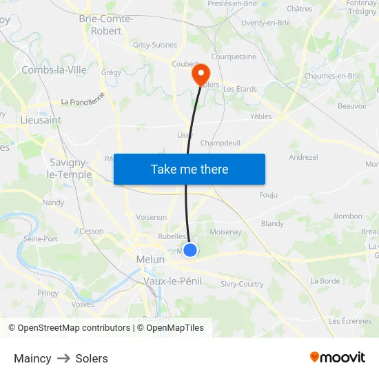 Maincy to Solers map