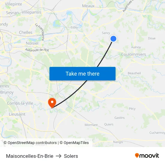 Maisoncelles-En-Brie to Solers map