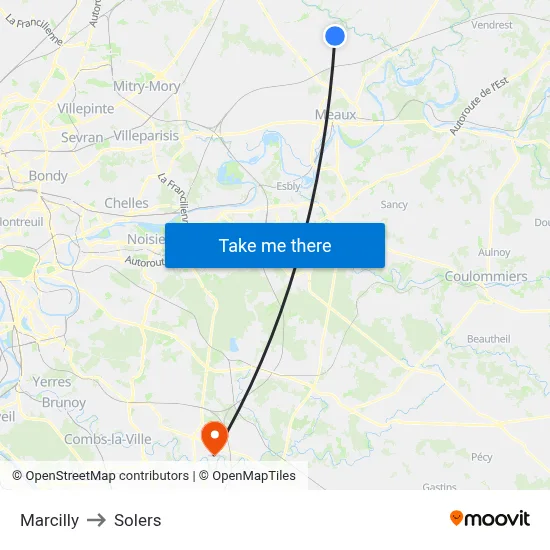 Marcilly to Solers map