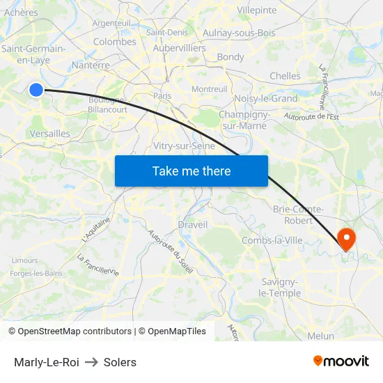Marly-Le-Roi to Solers map
