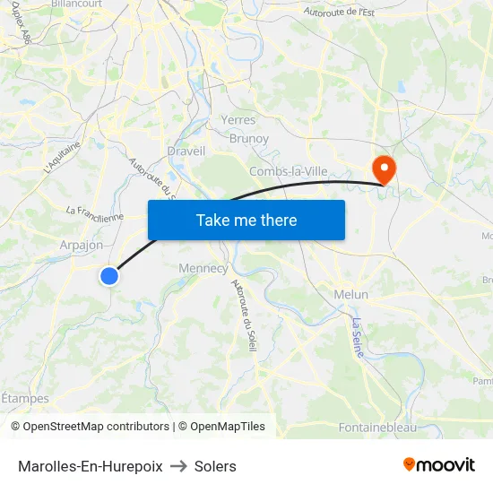 Marolles-En-Hurepoix to Solers map