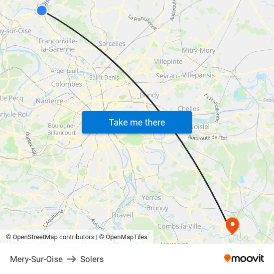 Mery-Sur-Oise to Solers map