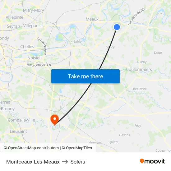 Montceaux-Les-Meaux to Solers map
