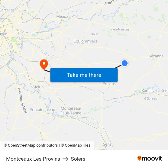 Montceaux-Les-Provins to Solers map