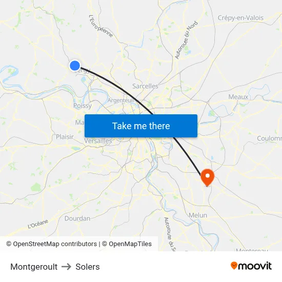 Montgeroult to Solers map