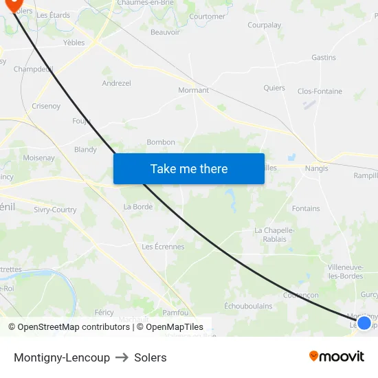 Montigny-Lencoup to Solers map