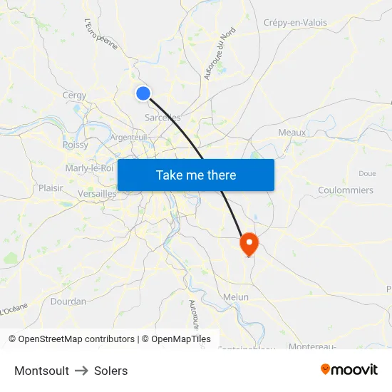 Montsoult to Solers map