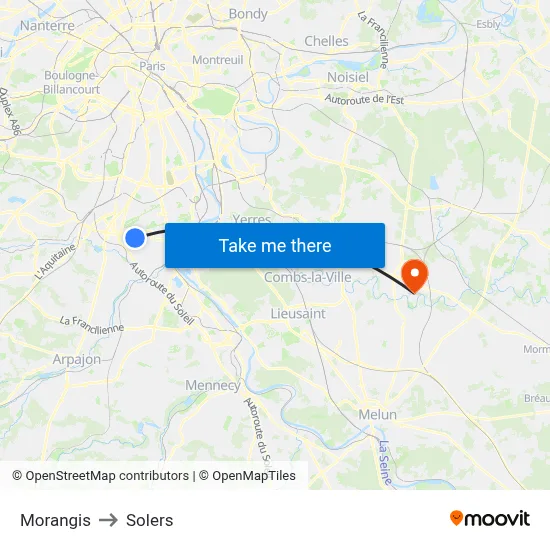 Morangis to Solers map