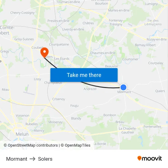 Mormant to Solers map