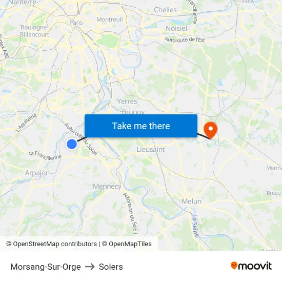 Morsang-Sur-Orge to Solers map