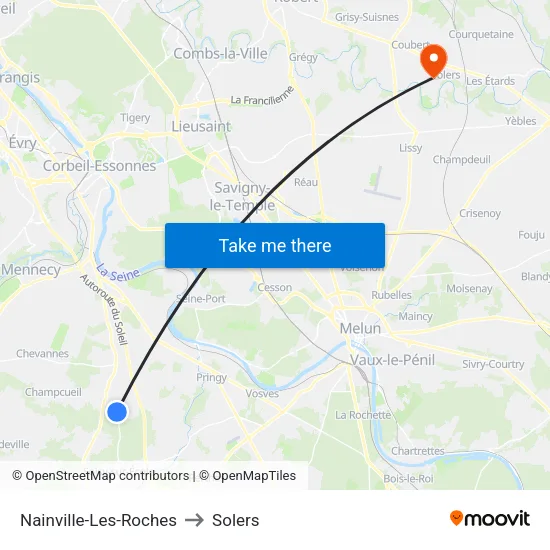 Nainville-Les-Roches to Solers map