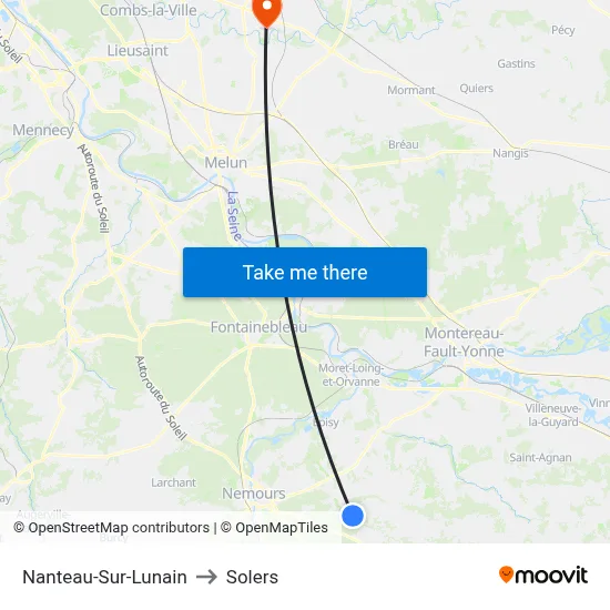 Nanteau-Sur-Lunain to Solers map