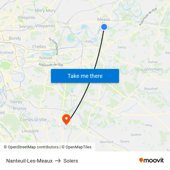 Nanteuil-Les-Meaux to Solers map