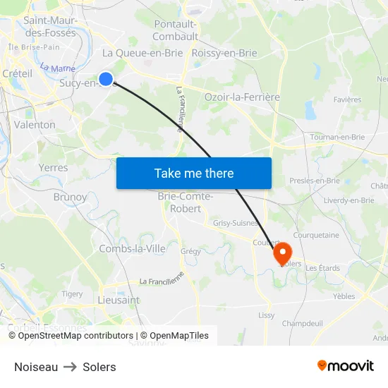 Noiseau to Solers map