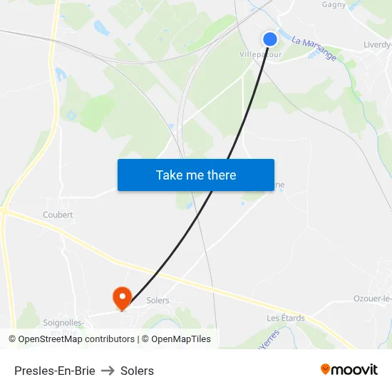 Presles-En-Brie to Solers map