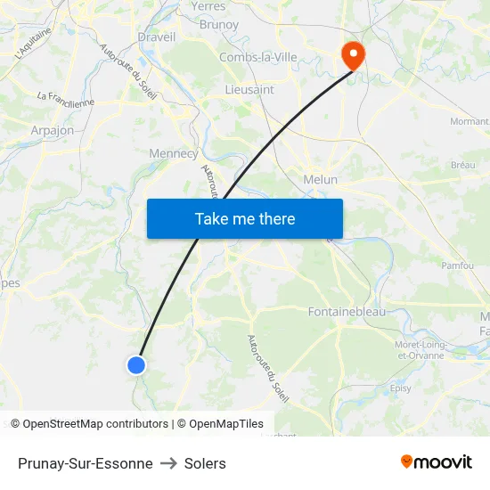 Prunay-Sur-Essonne to Solers map