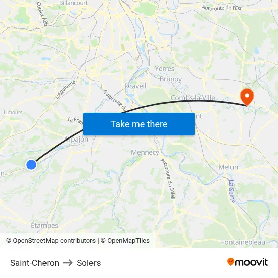 Saint-Cheron to Solers map