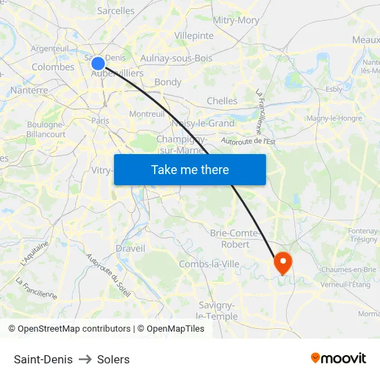 Saint-Denis to Solers map