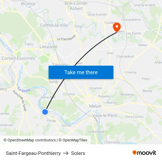 Saint-Fargeau-Ponthierry to Solers map