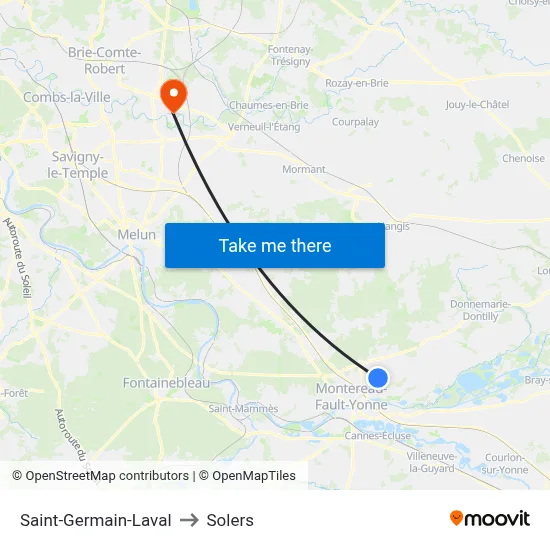 Saint-Germain-Laval to Solers map