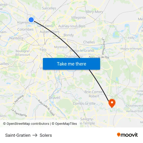 Saint-Gratien to Solers map