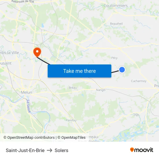 Saint-Just-En-Brie to Solers map