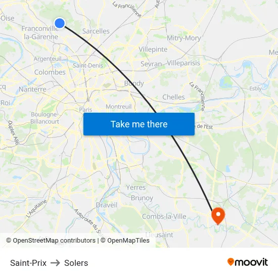 Saint-Prix to Solers map