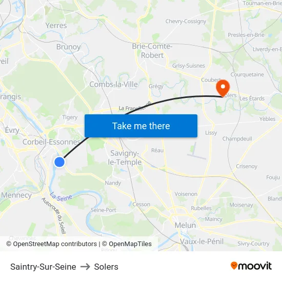 Saintry-Sur-Seine to Solers map