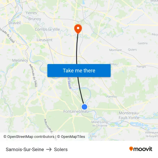 Samois-Sur-Seine to Solers map