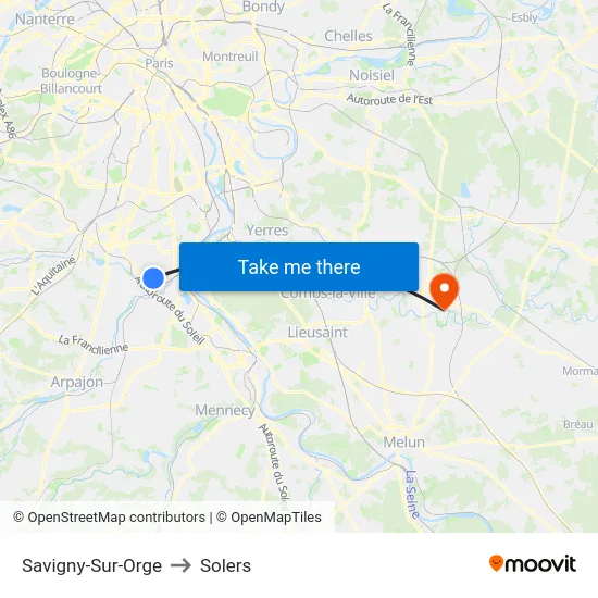 Savigny-Sur-Orge to Solers map