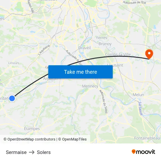 Sermaise to Solers map